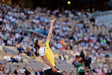 Alexander Zverev serves against Casper Ruud